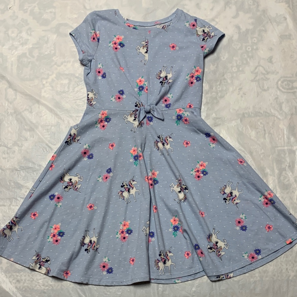Disney X Jumping Bean Minnie Mouse Unicorn Print Twist Front Twirling Dress 10